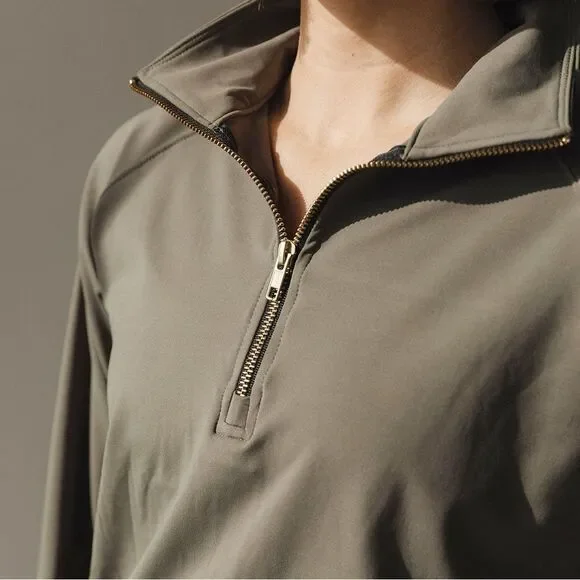 Albion Fit Gotta Run 1/4 Zip Pullover Olive Green Athletic Sweatshirt Sz Medium - Picture 6 of 16